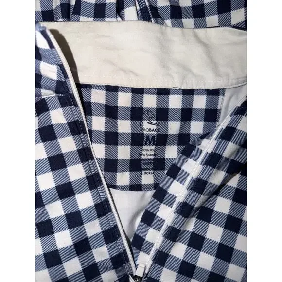 Rhoback Womens Blue Gingham Longsleeve Top Size M 1/4 Zip Golf Sport Tennis - Picture 8 of 8